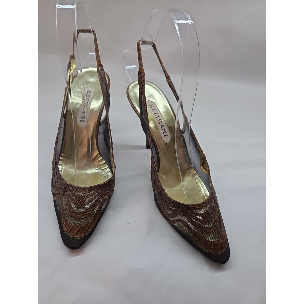 BELTRAMI Vintage 1970s Brown Brown Crook Leather And Lace 6 ITALY